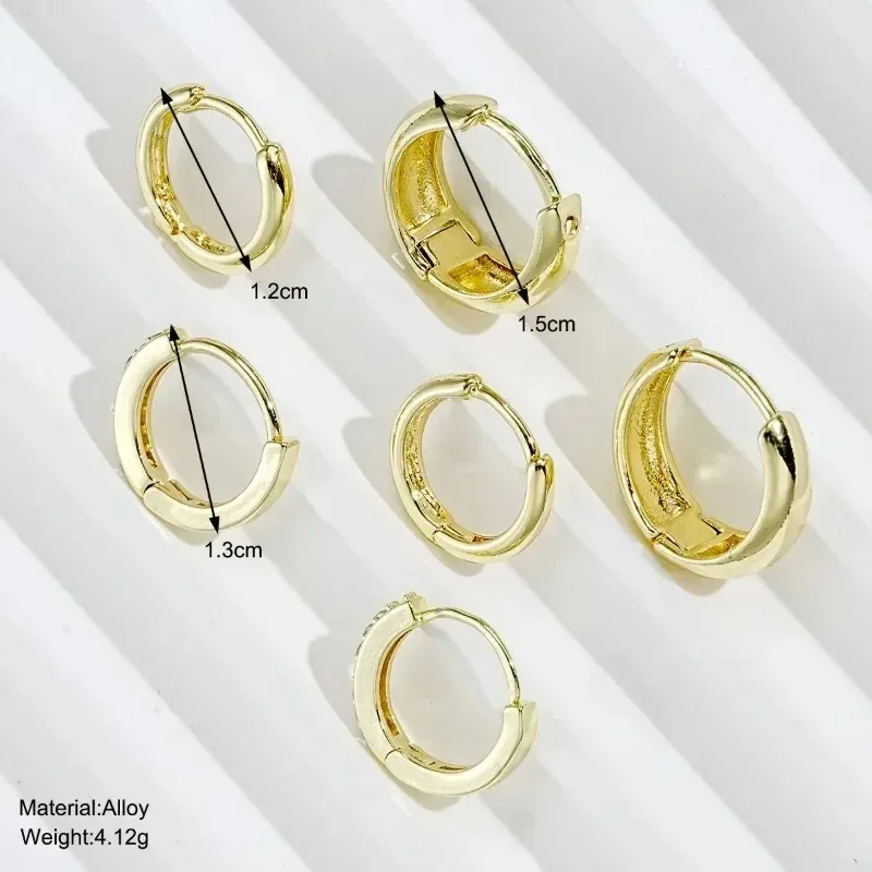 3 Pairs Stainless Steel Crystal Zirconia Hoop Earrings for Women Trendy Simple Gold Plated Circle Punk Earrings Piercing Jewelry