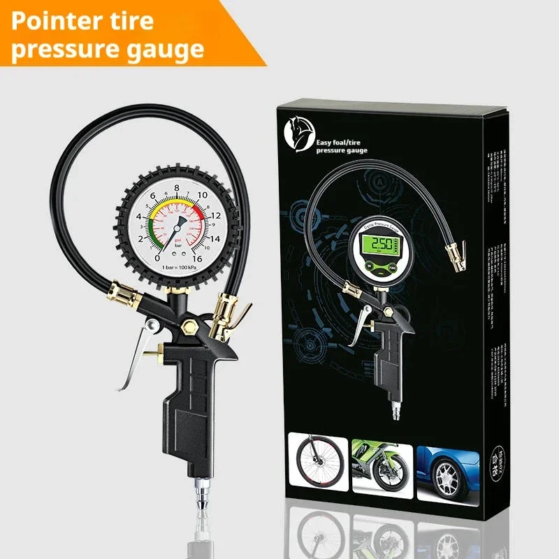 Auto Tire Pressure Gauge Pressure Gauge for Motorcycle Air Compressor Car Motorcycle SUV Inflator Pump Tools 0-220psi Self-locki
