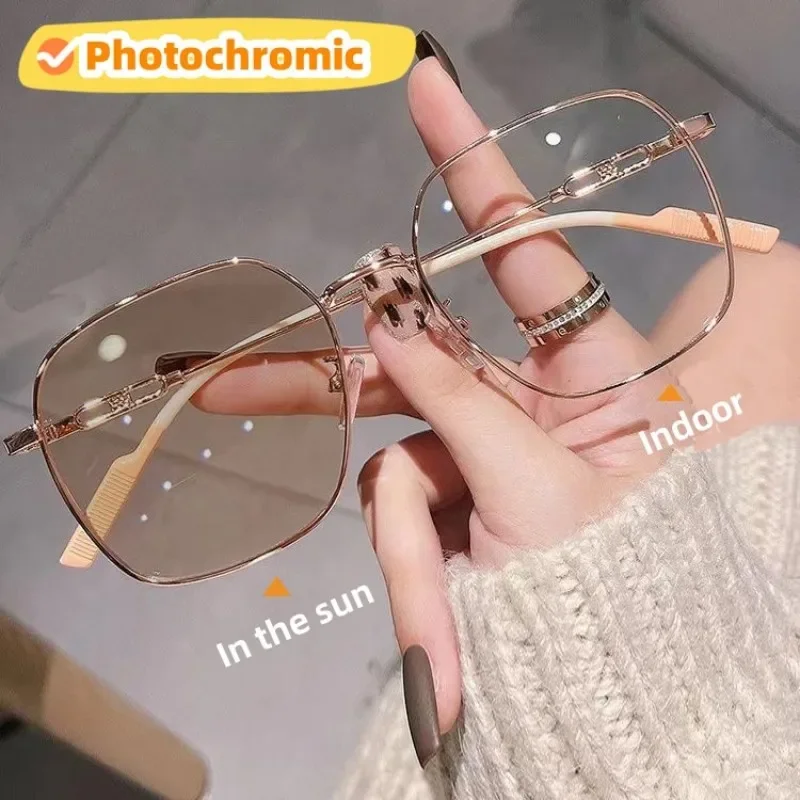 

Women Photochromic Myopia Glasses Vintage Color Changing Eyeglasses Fashion Sunglasses Minus Sight Eyewear Diopter O To -4.0