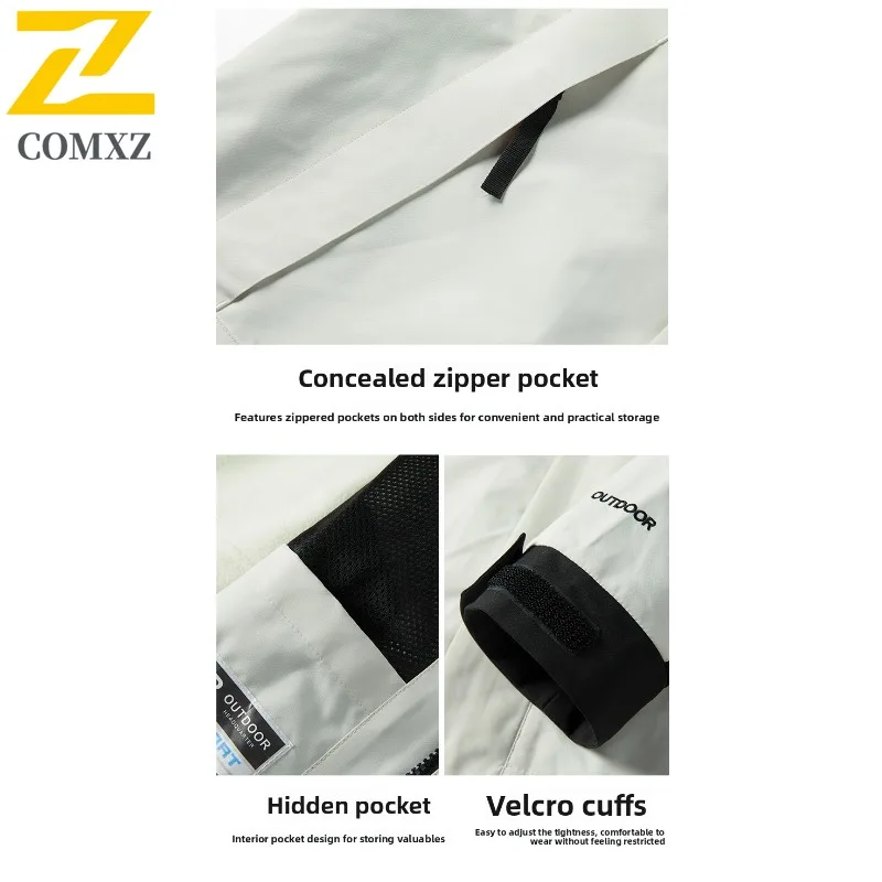 COMXZ Men Skiing Jacket All-Purpose Thickened Outdoor Windproof Warmth Parka Street Fashion Comfort Lightweight Winter Coats
