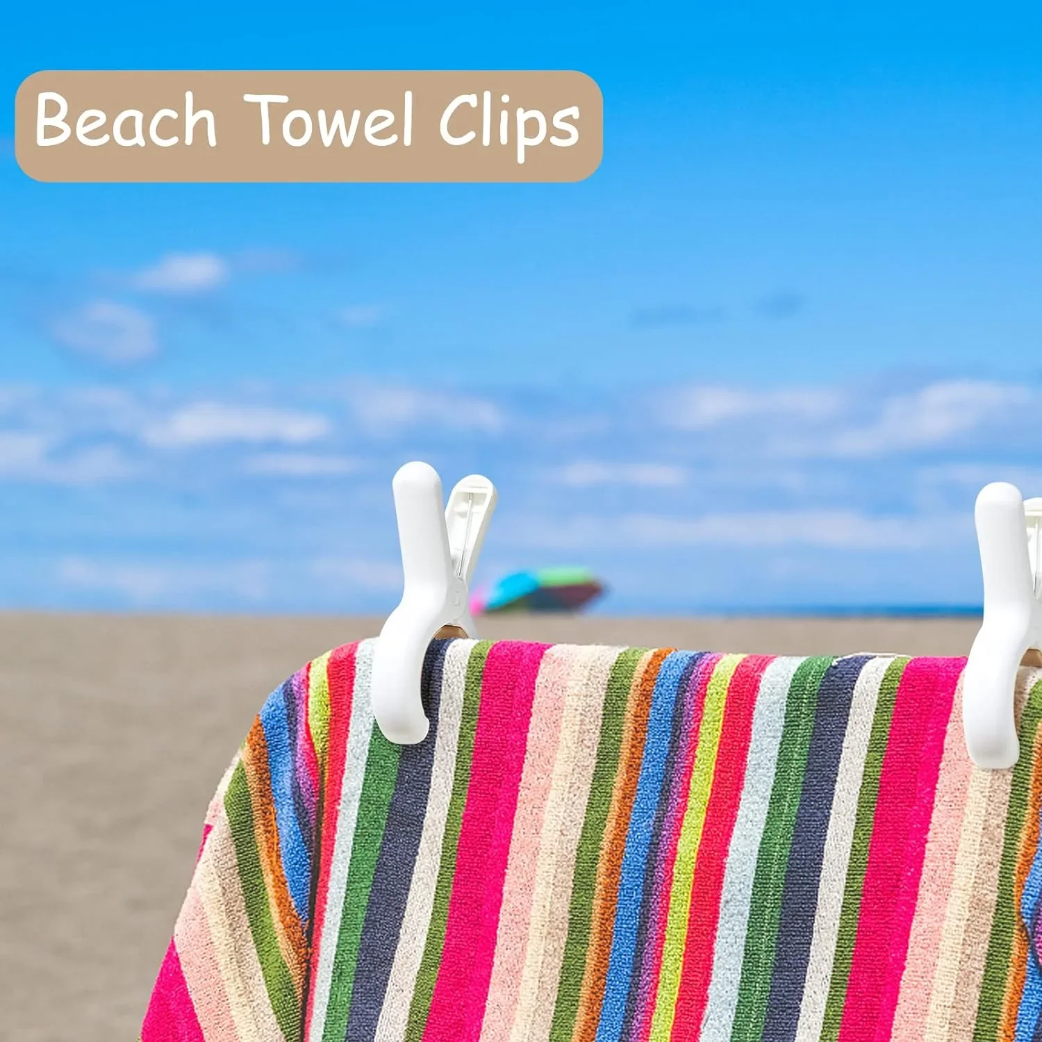 Beach Towel Clips Clothes Pegs 1/6/12Pack Plastic Clothes Pins with Strong Anti-Rust Springs Heavy Duty