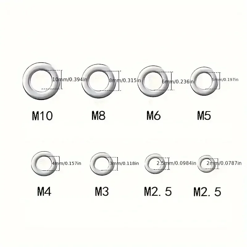 Stainless Steel Washers 360pcs 304 Stainless Steel Flat Washers Set for Home Decor Factory Repair Kitchens Shops