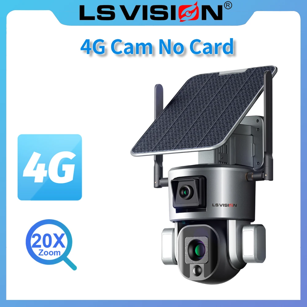 LS VISION 20X Zoom 4K 4G SIM كاميرا تعمل بالطاقة ا...