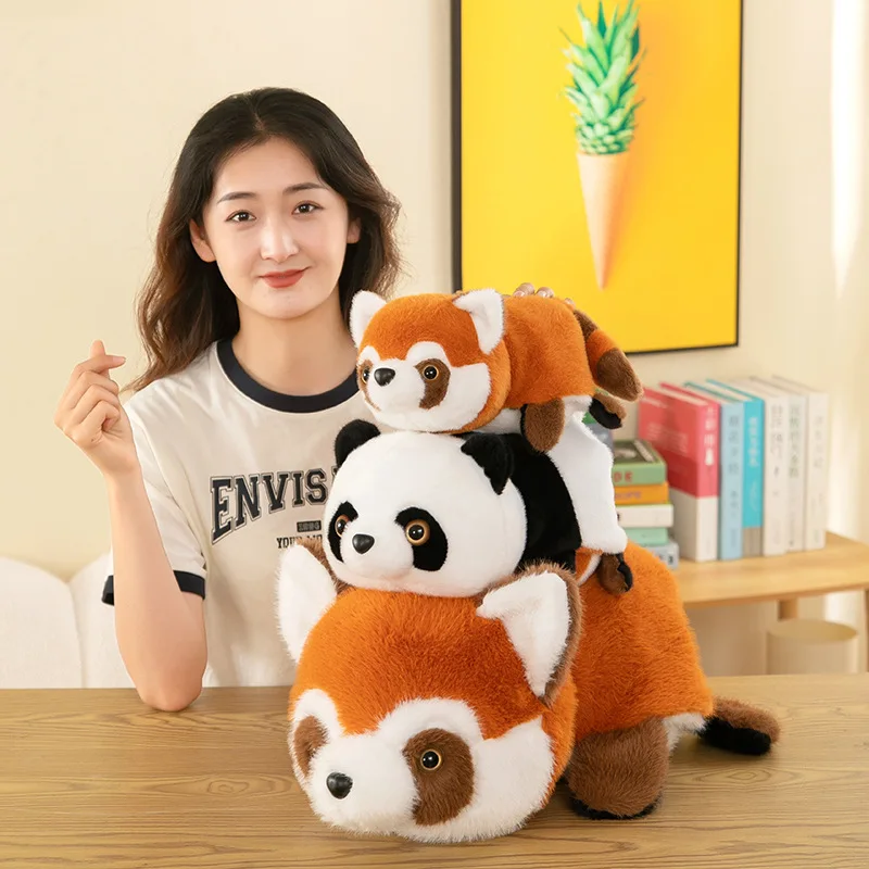Real Reversible Panda Plush Toy Cute Red Giant Panda Soft Pillow Children Baby Birthday Christmas Gift 6