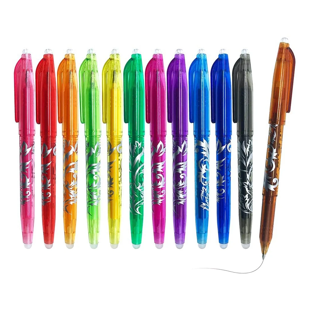 Erasable Gel Pens 12Pcs Heat Erase Pens for Fabric,0.5mm Fine Point