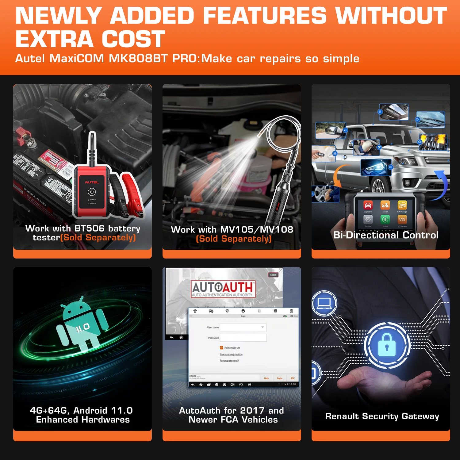 2025 Autel MK808BT PRO Scanner OBD2 Code Readers & Scan Tools Bi-Directional Control, 38+ Services Automotive Diagnostic Scanner 6