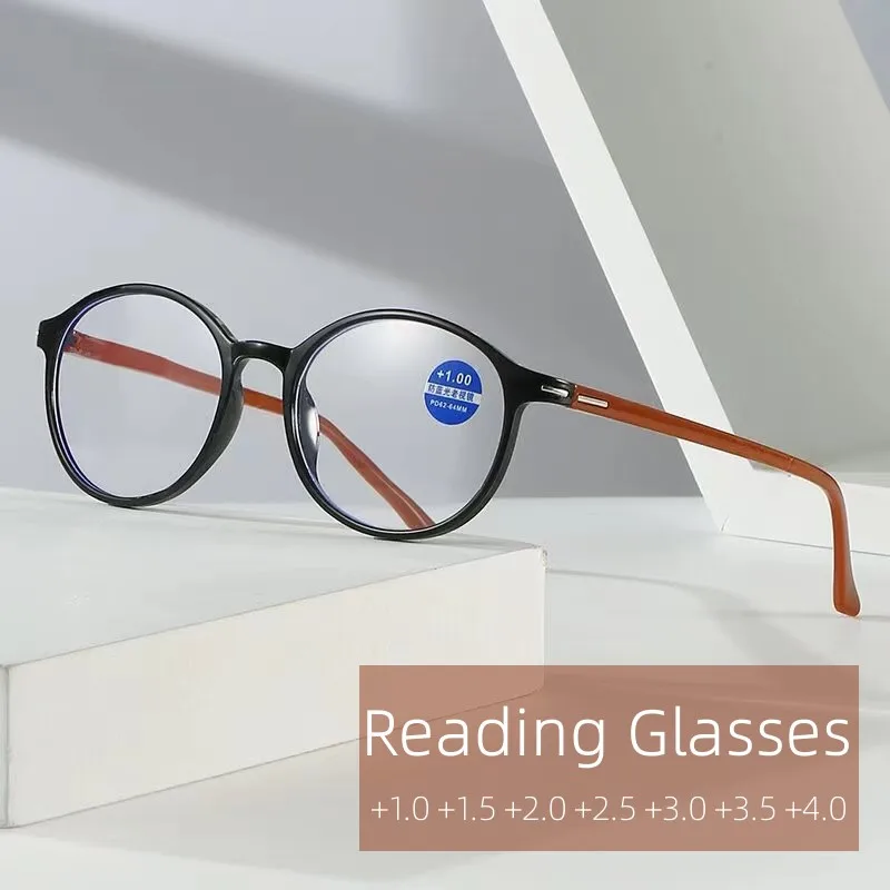 

Anti-blue Light Glasses Reading Glasses Women Men Retro Round Frame HD Presbyopia Eyeglasses Diopters 0 +1.0 +1.5 +2.0 To +4.0
