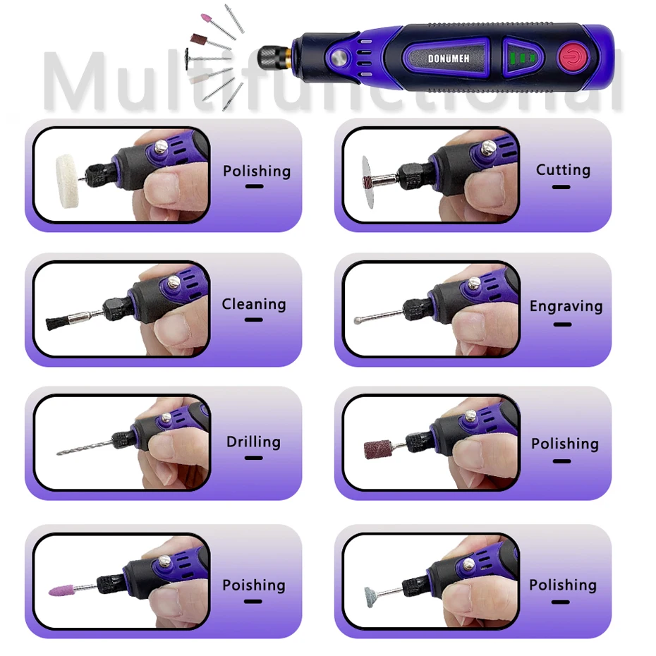 Mini Rotary Tool Wireless Drill Engraving Polishing Grinding USB Rechargeable Cordless Woodworking Engraving Pen DIY Dremel Tool 5