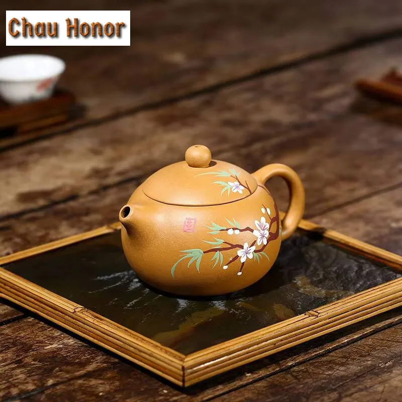 270ml Authentic Yixing Purple Clay Teapot Handmade Plum Bossom Xishi Tea Pot Chinese Filter Beauty Kettle Household Zisha Teaset
