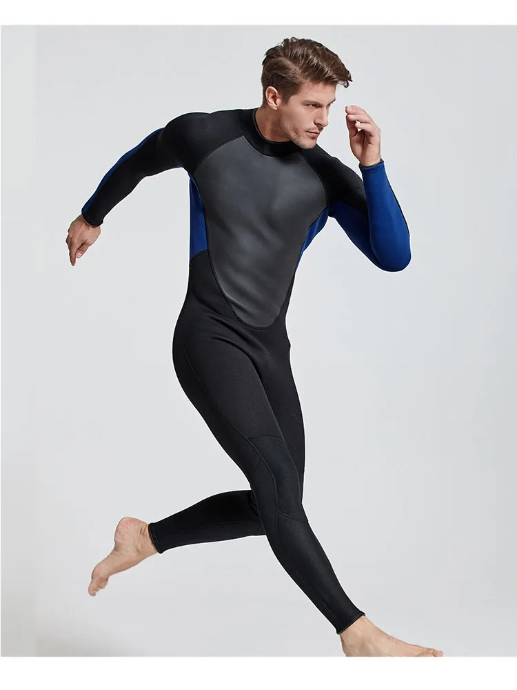 Wetsuit Men 3mm Neoprene Wet Suit Full Suit Thermal Keep Warm Back Zip For Scuba Diving Surfing Snorkeling Kayaking Water Sports