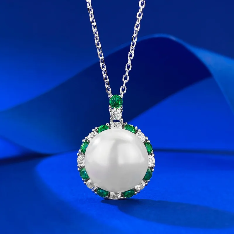 

S925 Silver Pearl Necklace 12mm Beizhu Necklace Women's Pendant Wholesale
