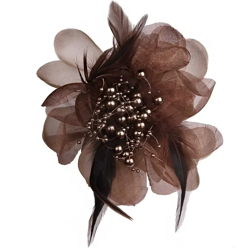 Koreanische Mode Neue Tuch Kunst Feder Große Stoff Blume Brosche für Frauen Corsage Anstecknadeln und Broschen Kleidung Zubehör