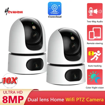 10X Zoom 4K WiFi IP Camera Dual Lens Smart Home Auto Tracking CCTV Camera Wireless Surveillance Camera Security Baby Monitor cam