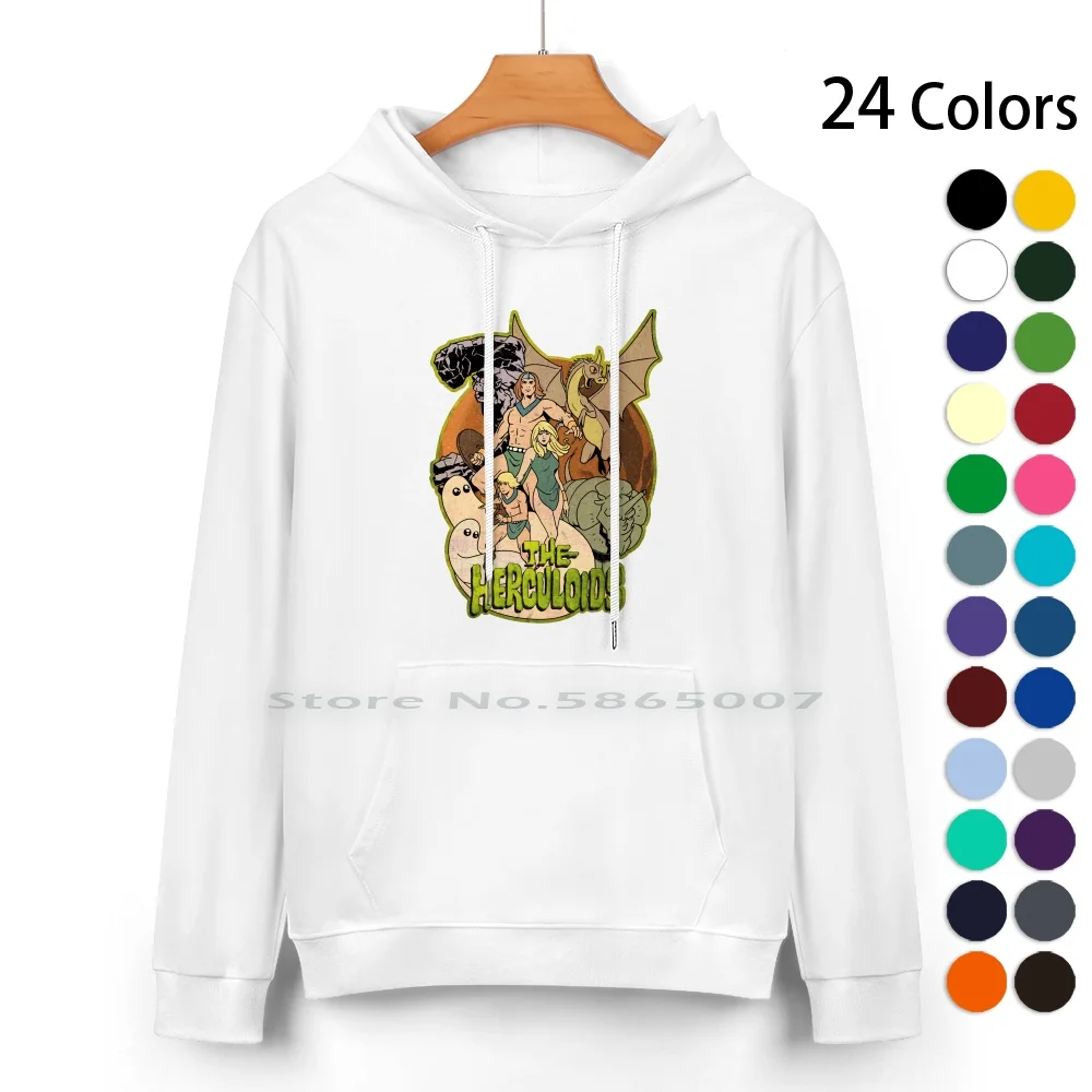 

Tribute To The Herculoids , 60s Animation Characters Grouping Pure Cotton Hoodie Sweater 24 Colors Grunge Saturday Morning