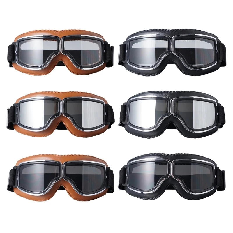 

Padded Motorcycle Goggles Anti Fog Lens Clear Mirror D5QD