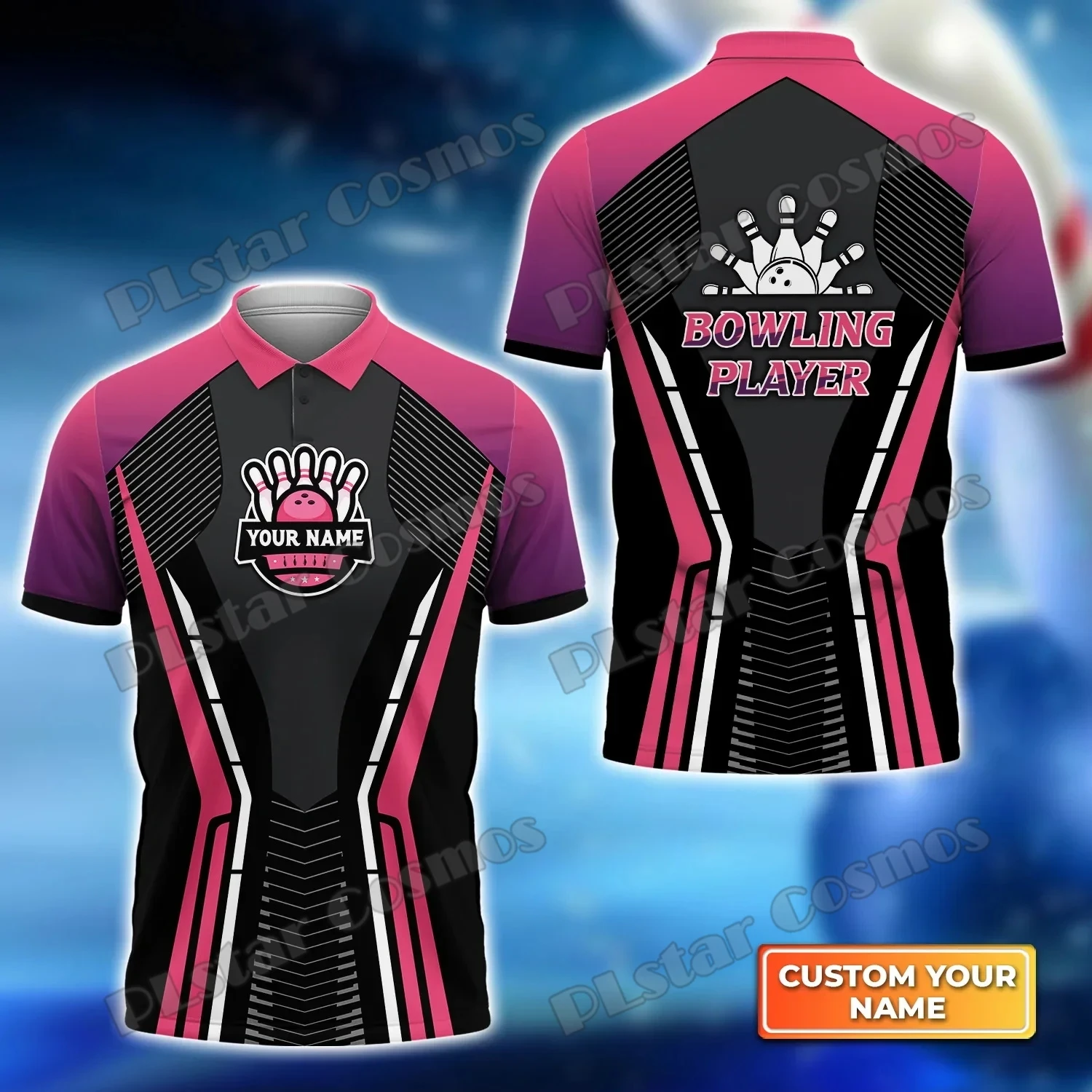 Bowling Sport Team personal isierte Name 3d gedruckt Herren Polos hirt Sommer Straße Kurzarm Shirt Geschenk für Bowling Liebhaber wk37 – Detail 7