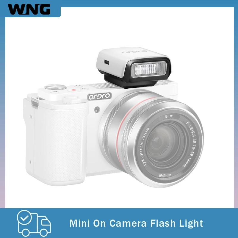 On Camera Flash Mini Rechargeable GN8 on Camera Flash Light Speedlite 3-Step Adjustable for Fuji/Sony/Nikon/Canon Digital Film DSLR Cameras