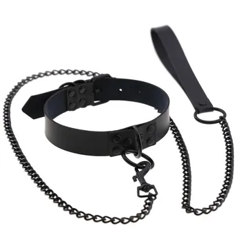 Bdsm Fetish Bondage Gear Slut Slave Sex Collar Leash Steel Chain Restricts Dog Chain Punish Neck Collars Sex Toys For Woman Man 6