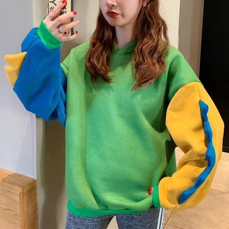 Women's Autumn Winter Sweet Cute Dinosaur Velvet Cashmere Hooded Hoodies 2023 Female Sweatshirts Pullover New Personality Jumper