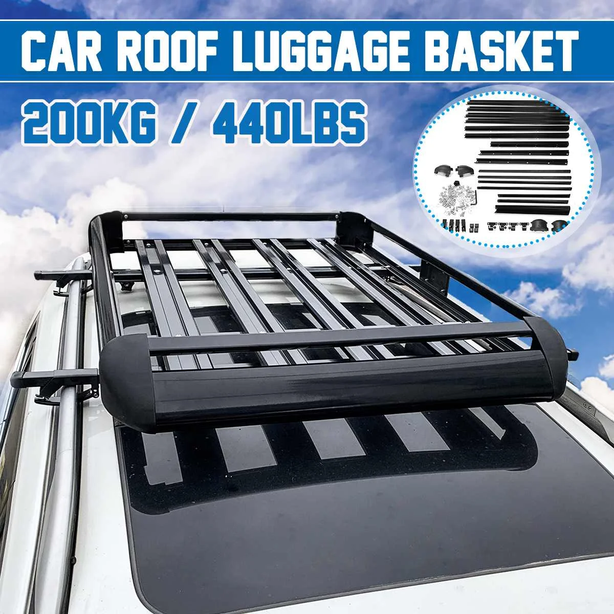 UNIVERSAL CAR ROOF RACK BASKET TRAY LUGGAGE CARGO CARRIER ALUMINIUM SILVER  127CM