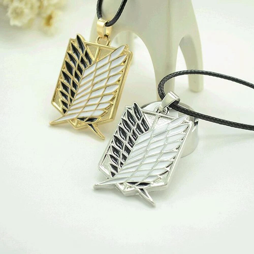 Anime Attack on Titan Alloy Necklace figure Toys Wings of Liberty Shingeki No Kyojin Leather Chain Gold Color Pendant Gift