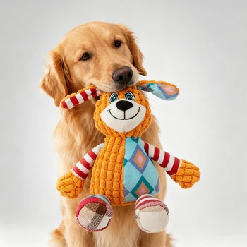 Interactive Pet Plush Toy for Cat And Dog Cute Squeaky Bite Resistant Puzzle Chew Toy for Teeth Cleaning Pet Supplies