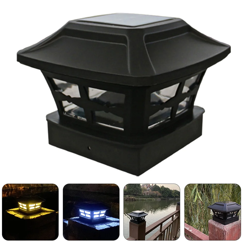 

Water Proof Solar Post Lamp Outdoor Lantern Warm White Lights Plastic Energy Pillar