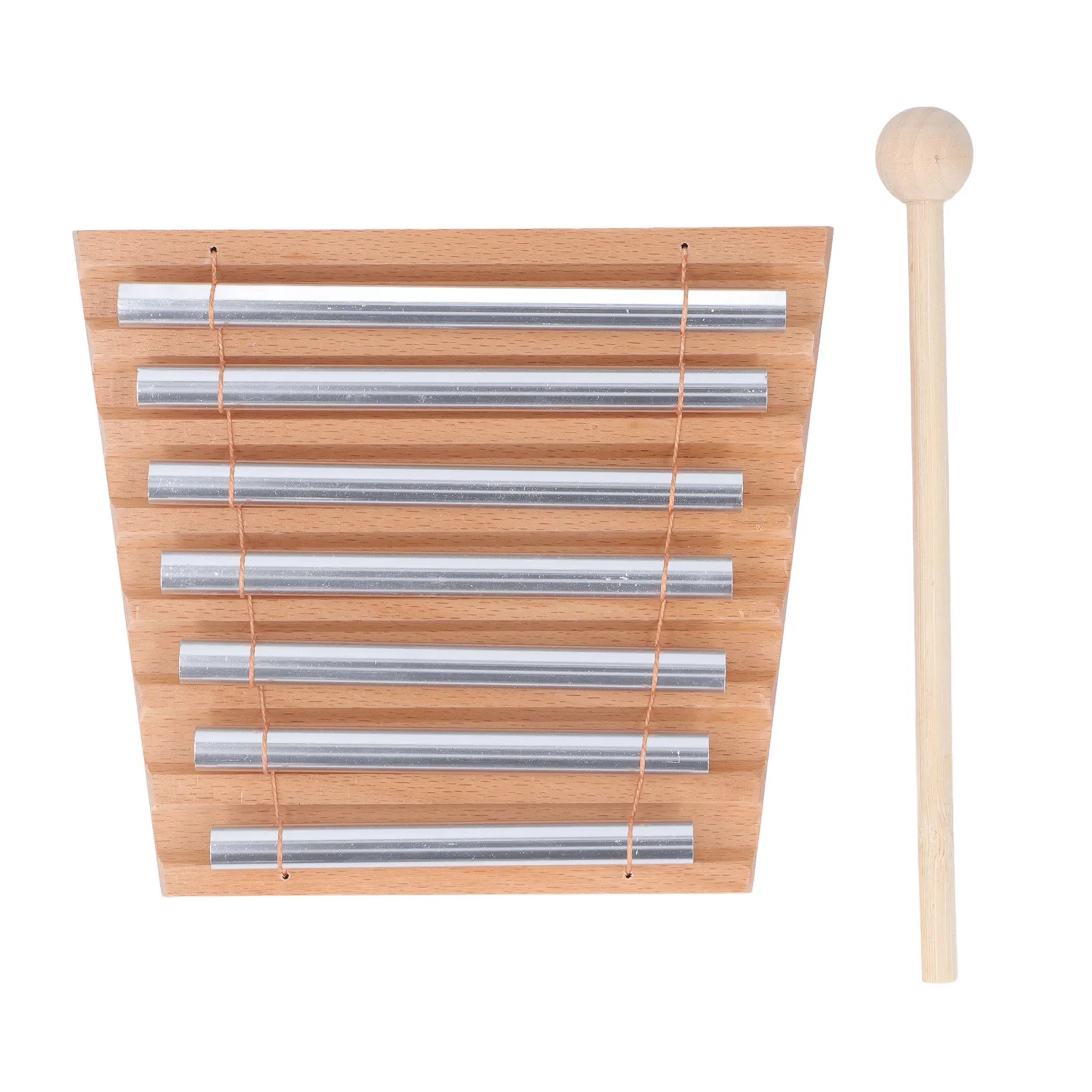 7 Tones Hand Chime with Mallet Metal Tubes Wood Chime Percussion Musical Instrument for Meditation Sound Healing