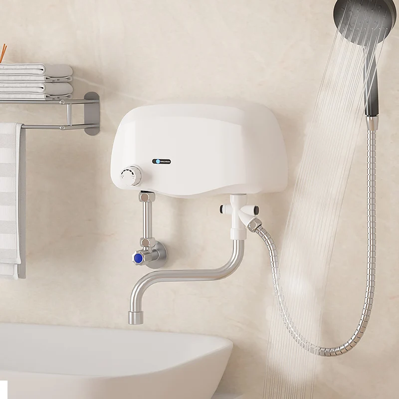 เครื่องทำน้ำอุ่นทันที 110V/220V 3500W ช่องจ่ายน้ำร้อน/น้ำเย็นคู่ เครื่องทำน้ำร้อนไฟฟ้าสำหรับห้องน้ำพร้อมจอแสดงอุณหภูมิ 1