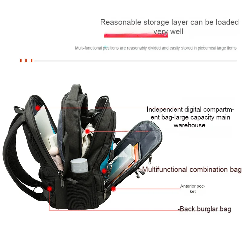 Trendy Sports Bag Men's Waterproof Women's Backpack Multifunctional Travel School Bag Computer Bag High-end Casual Backpack