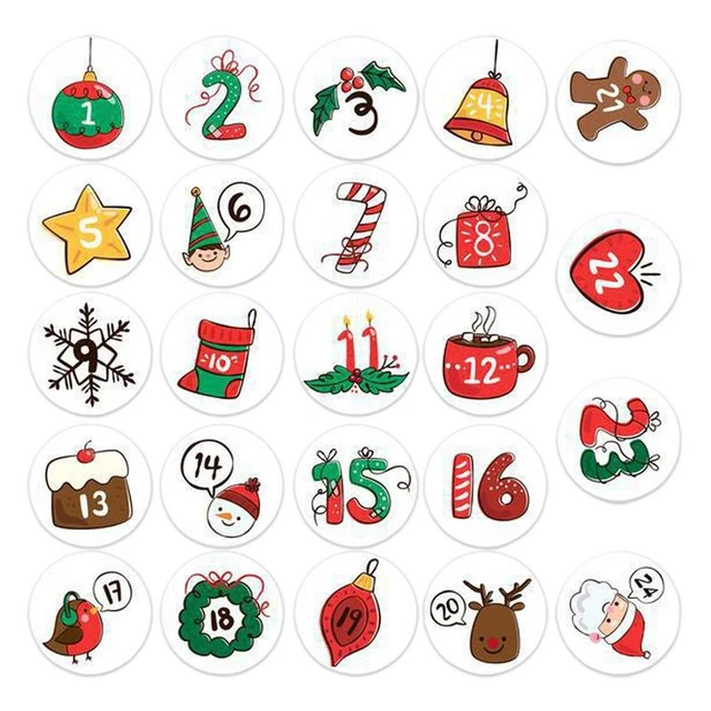 Advent Calendar 1-24 Number Sealing Sticker Multifunctional DIY Gift Box  Candy Cookie Pack Label Decor Christmas Advent Calendar - AliExpress