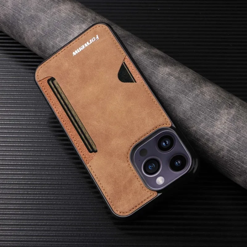 Vintage PU Leather Wallet Phone Case with Card Holder Feature