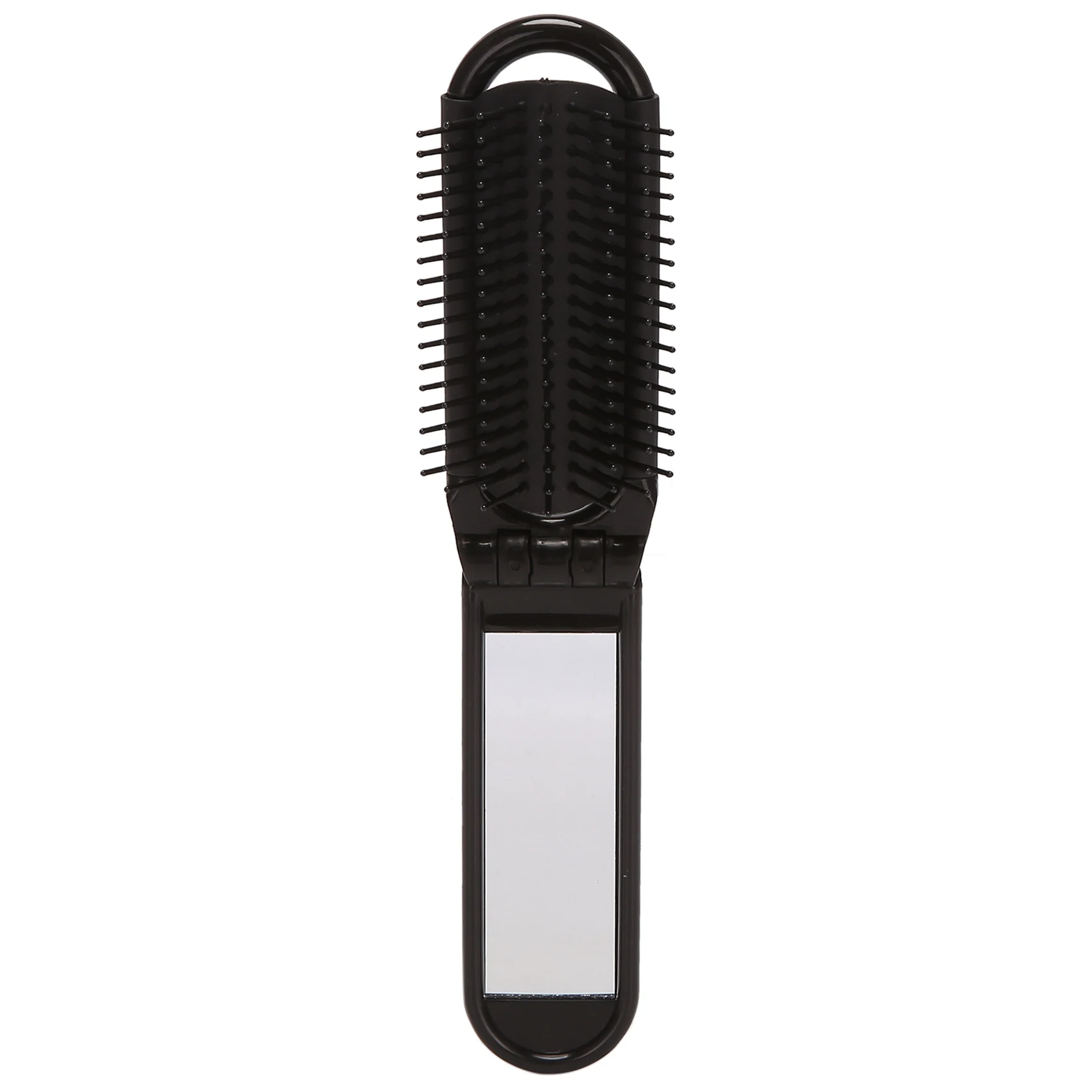

Portable Travel Folding Hair Brush With Mirror Compact Pocket Size Comb-Black