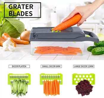 14 In 1 Multifunctional Vegetable Cutter Slicer With Basket Potato Chopper Carrot Grater Slicers Gadgets Kitchen Accessories 5