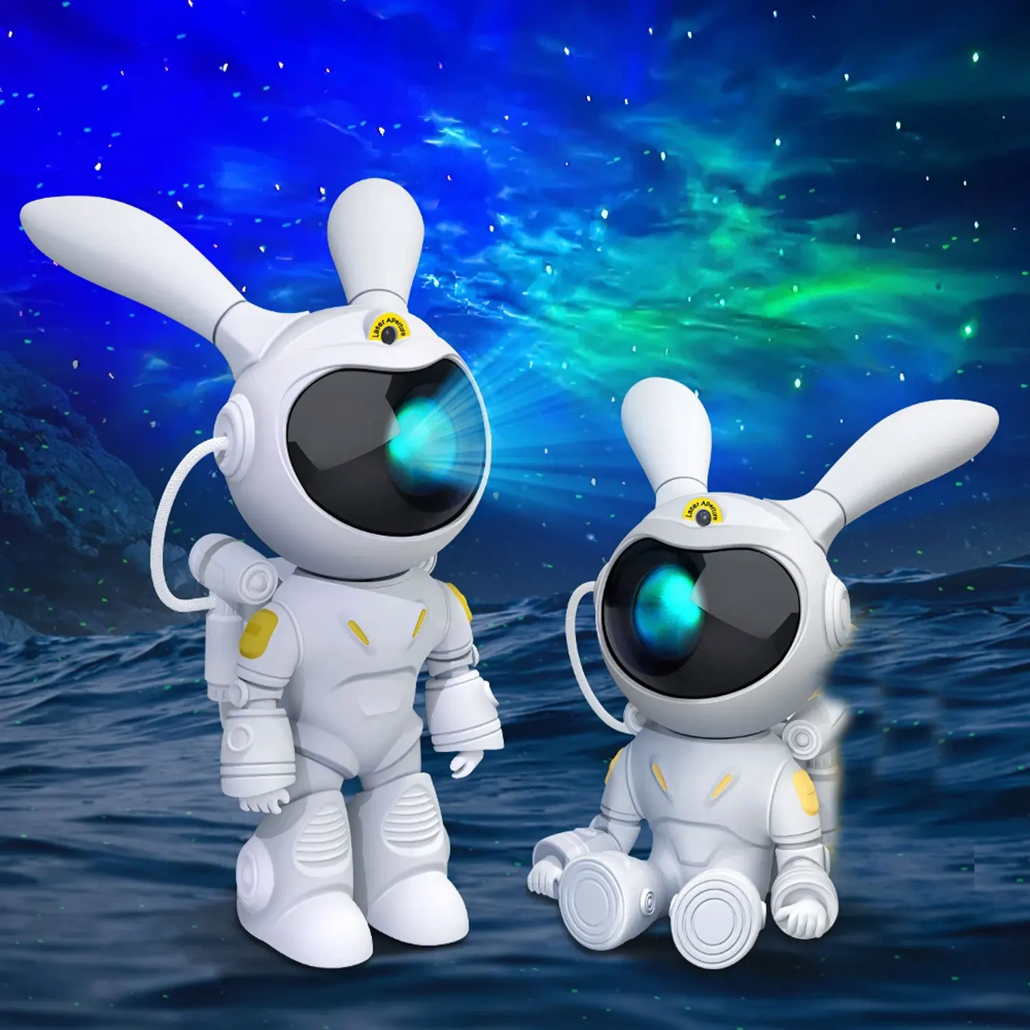 Space Rabbit Astronaut Projection Lights Full Of Stars Decorated Nightlights Children's Holiday Gifts