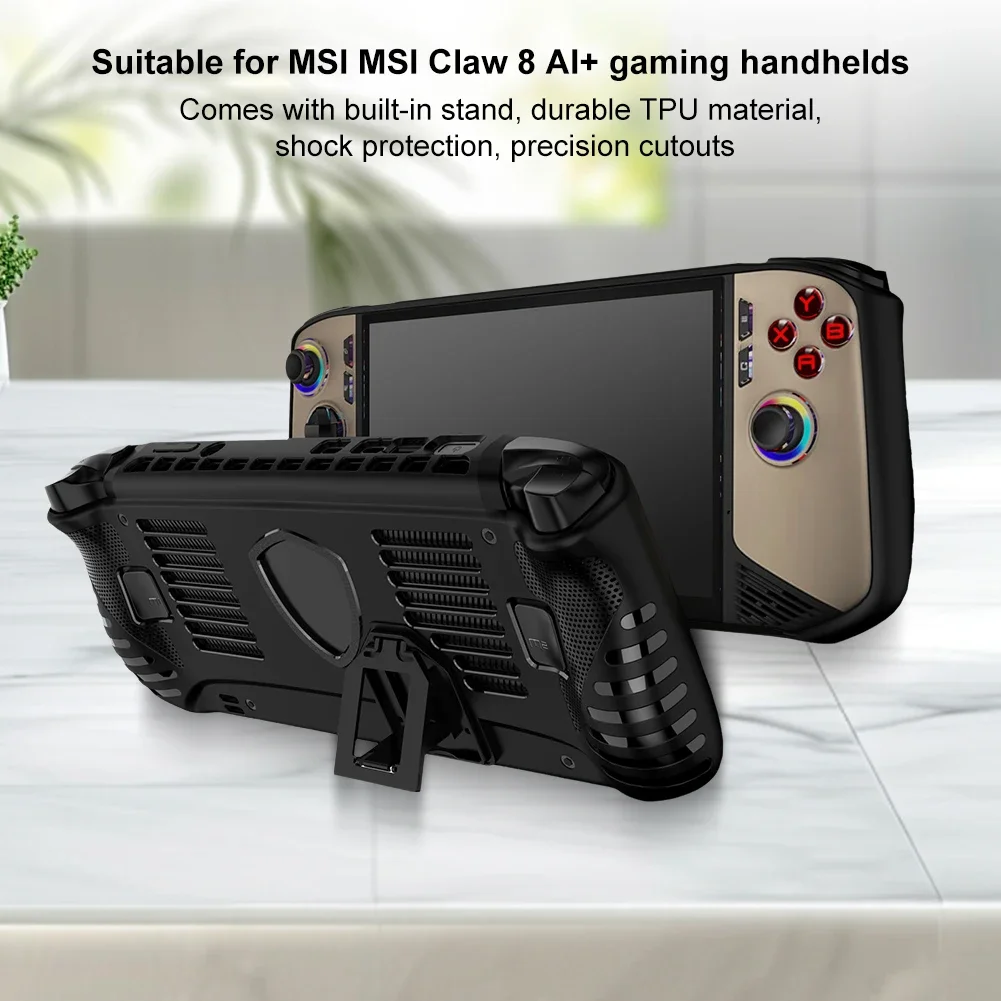 For MSI Claw 8 AI+ Case With Bracket Stand TPU Cover Full Protective Shockproof Shell For MSI Claw 8 AI+ Handheld Accessories