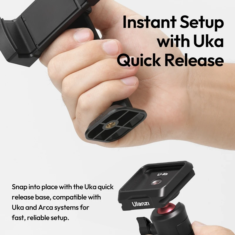Ulanzi MA54 Uka Phone Holder with Dual Cold Shoe Mount for Monopod Desktop Tripod Selfie Stick Photography Phone Clamp Vlog Shot