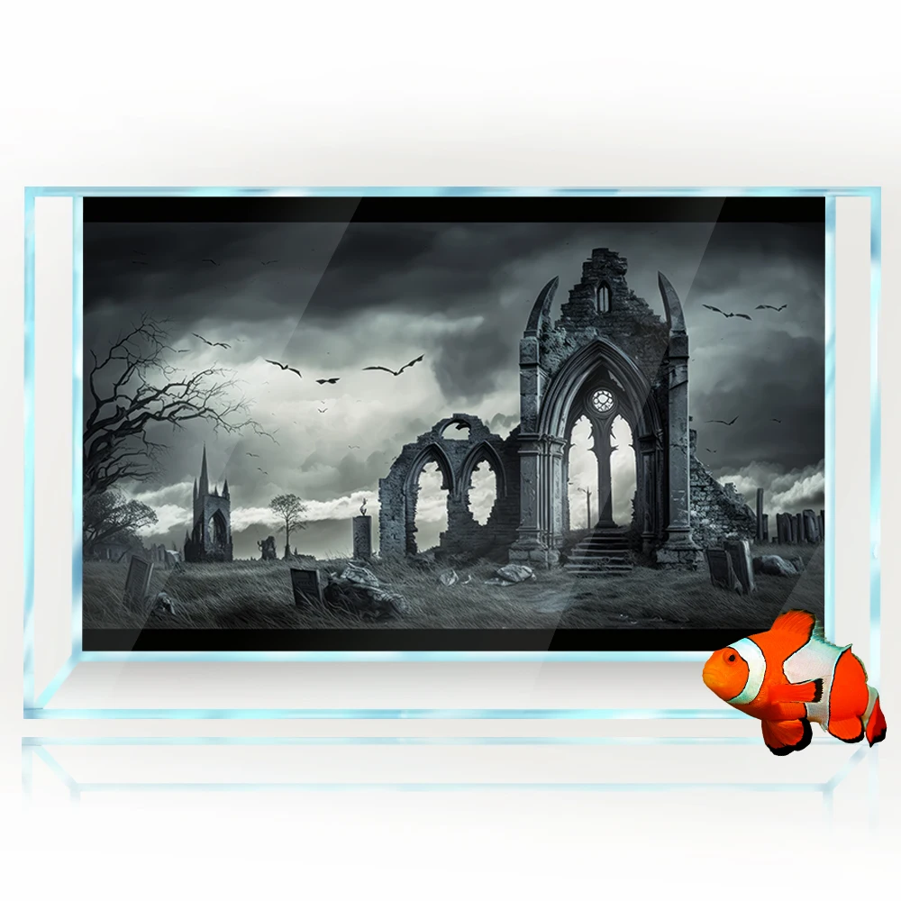 Aquarium Background Sticker Decoration for Fish Tanks, Gothic Ruins Dark HD  3D Poster Self-Adhesive Waterproof - AliExpress