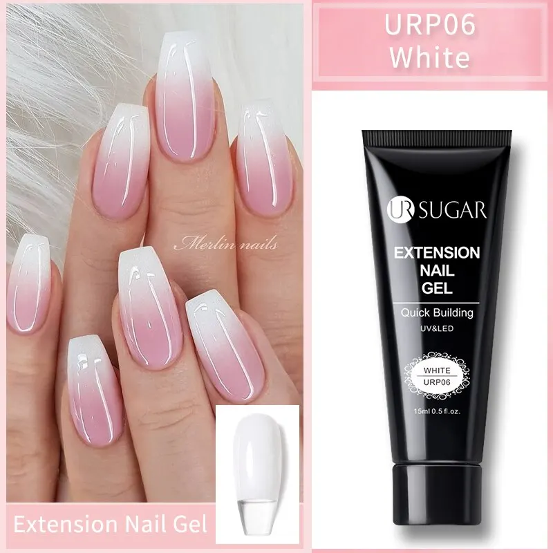 UR SUGAR 6Pcs/Set 15ml Nail Extension Gel Soak Off UV LED Acrylic Crystal White Clear Nude Gel Nail Polish UV Gel Polish 4