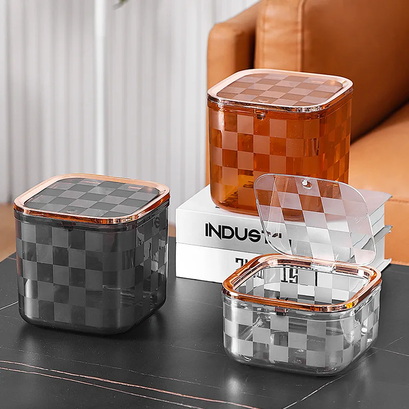 Light luxury home desktop transparent trash can with cover ins style  high-end living room kitchen wholesale Nordic mini garbage - AliExpress