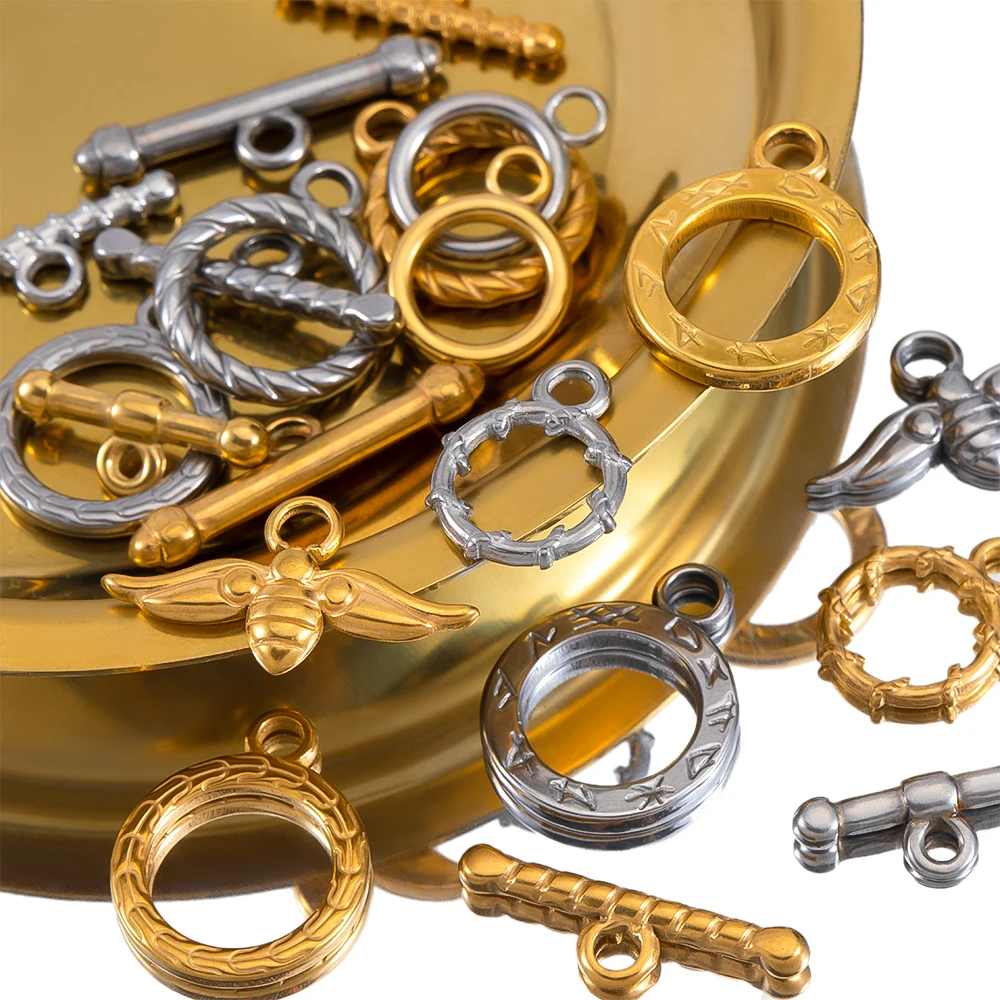 3Setst Edelstahl geprägt ot Knebel verschluss Haken Kreis Ringe Steck verbinder DIY Halsketten Armbänder Zubehör Schmuck herstellung – Detail 8