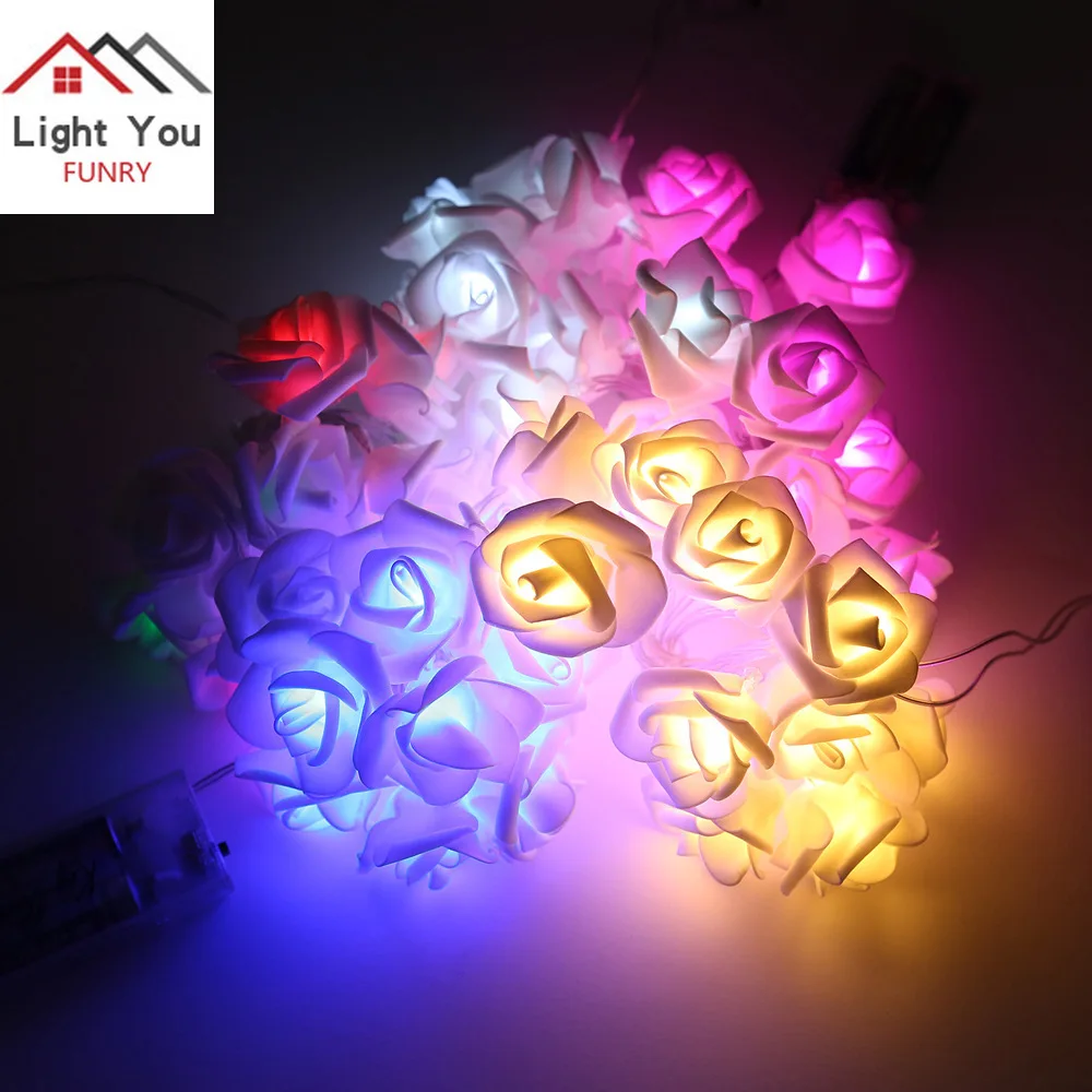 

10LED Battery Box Simulation Rose Flower Holiday Decoration Light String Christmas Party Interior Light
