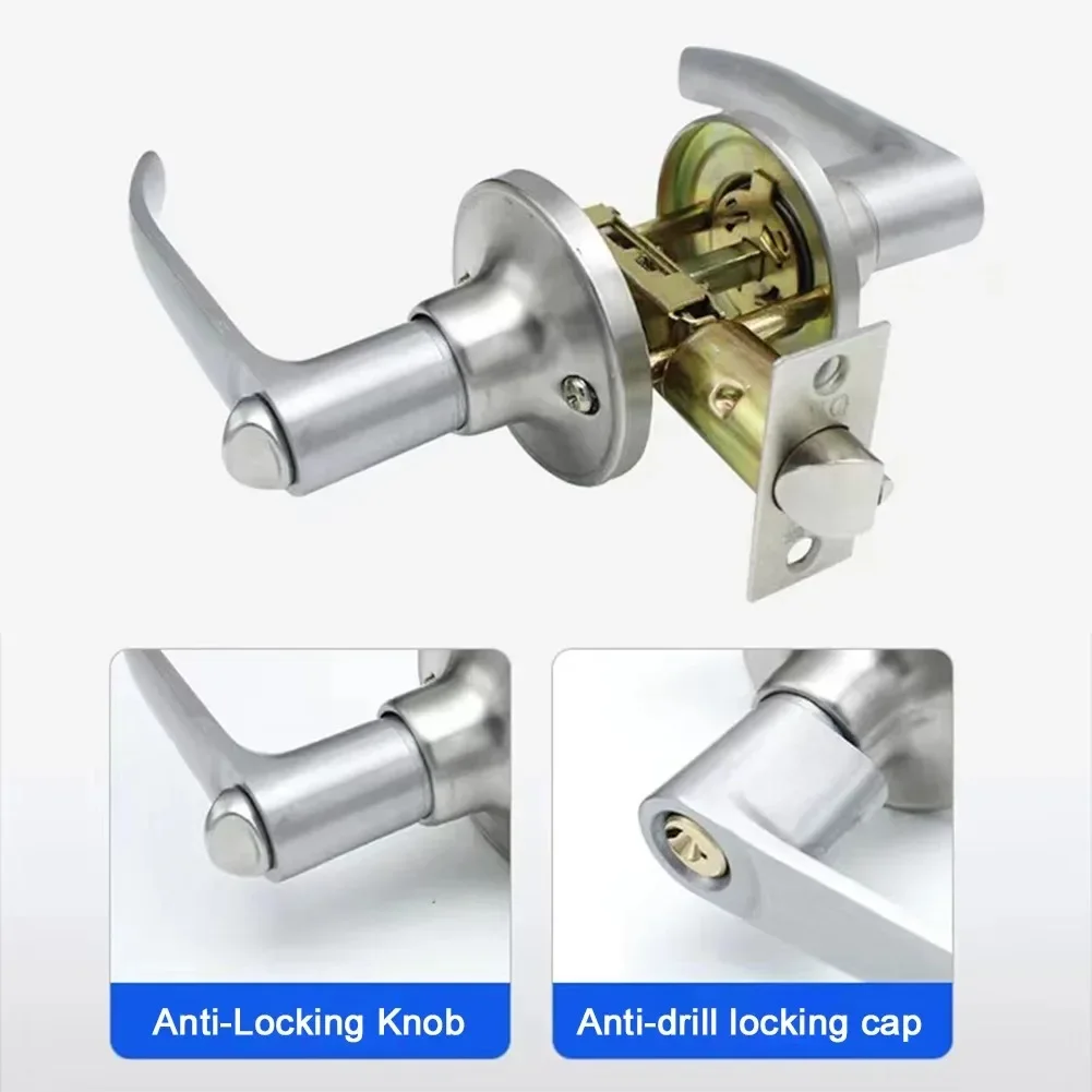Door Lever Lock with 3 Keys Locking Door Handle Stainless Steel Interior Lever Lock Knob Replacement for Home Office