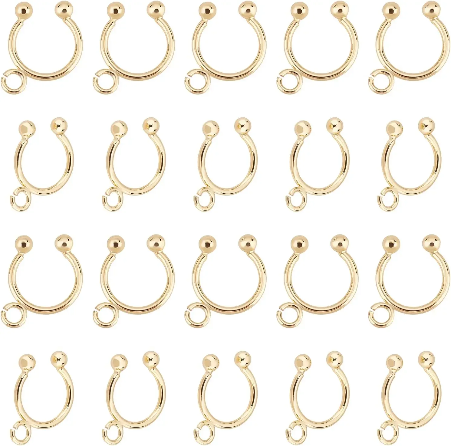 

20Pcs DIY Ear Cuff Cartilage Cuff Earrings for Women Brass Real 18K Gold Plated Simple Fake Piercing Earrings with Hoops