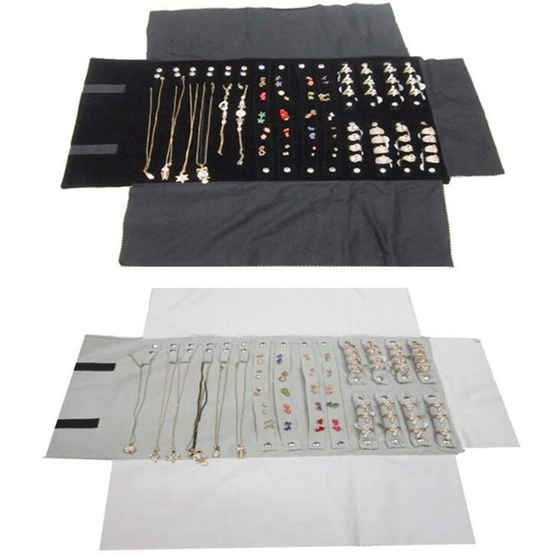 

Roll Bag Organizer For Necklace Bracelet Earrings Ring Foldable Jewelry Display Showcase For Shows Storage