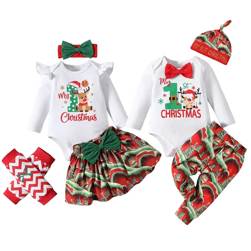 

Baby Clothes Set Newborn Jumpsuit +hat Set Boys Girls Matching Outfit My 1st Santa Christmas Costume Bodysuit Deer Romper Skirt