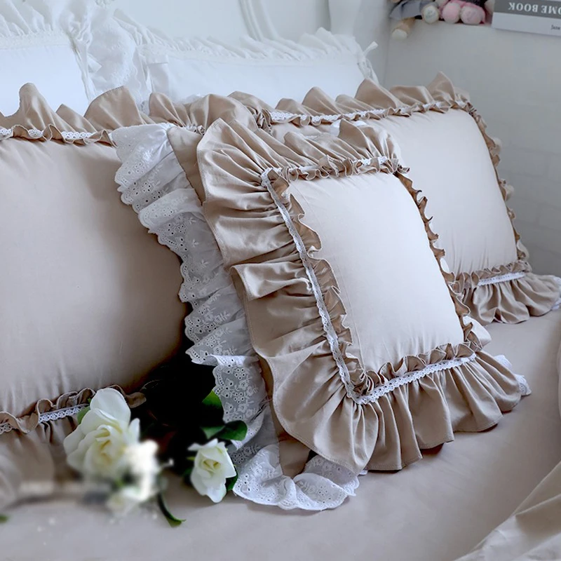 45x45cm Luxury European Embroidery Cushion Cover Big Ruffle