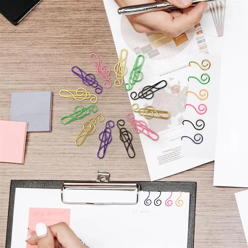 75/24/10 Pcs Note Paper Clip Clips File Folders Binders Cartoon Office Supplies Metal Music Clamp Student File Clamp Paper Clip paper clips binder clips metal clamp clips