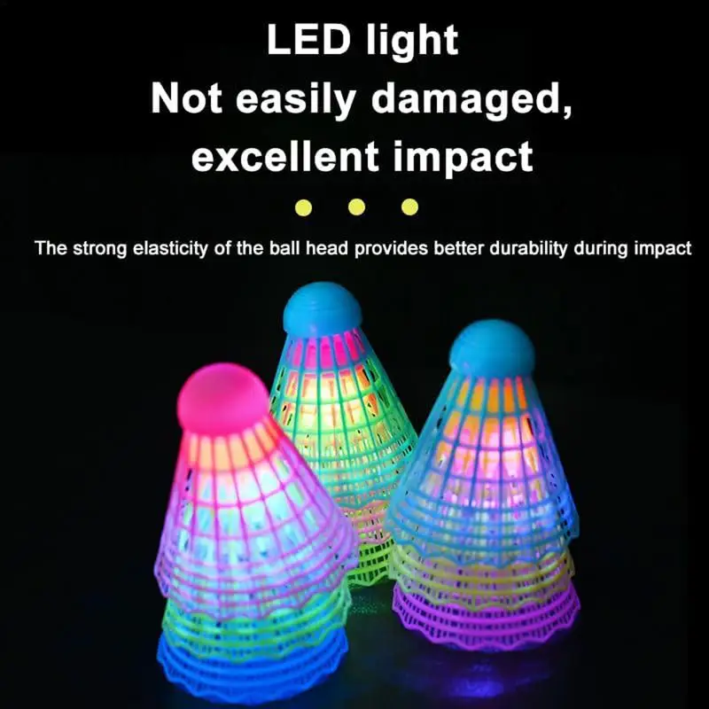 3pcs LED Light-up Badminton Balls Plastic Badminton Shuttlecocks Kids Training High Elasticity badminton shuttlecock badminton ball