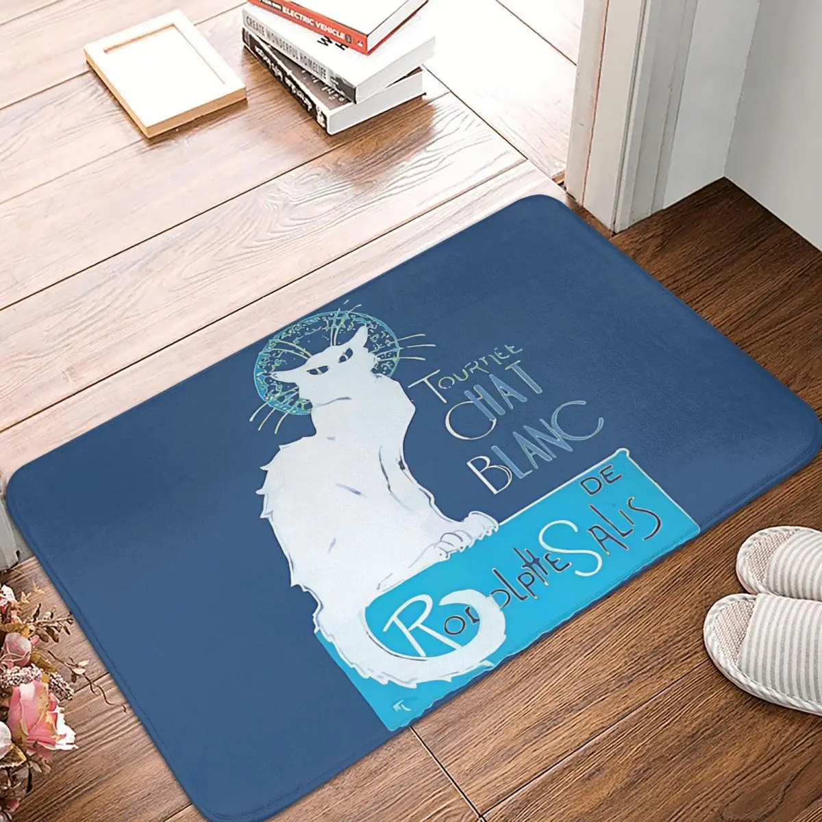 Tournee Du Chat Noir Chat Blanc Vector Distressed Meme Y2K Tappetino Antiscivolo Tappeto Soggiorno Tappetino Da Cucina Outdoor Home Modern
